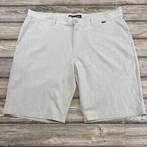 Travis Mathew Beige Lightweight Beck Hybrid Shorts 38